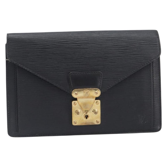 LOUIS VUITTON Epi Serie Dragonne Clutch Bag Black Noir M52612 LV Auth ep16412