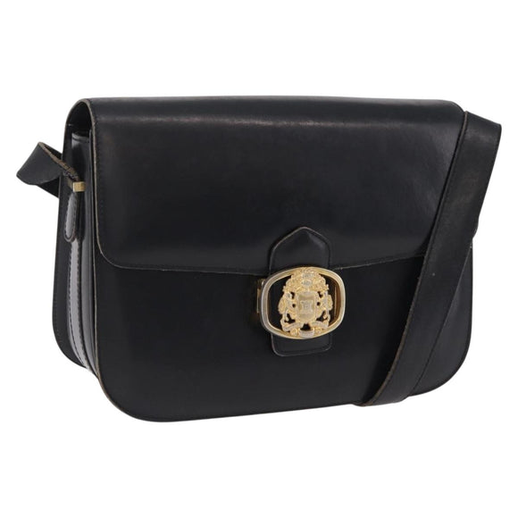 CELINE Shoulder Bag Leather Black Gold Auth ep16413