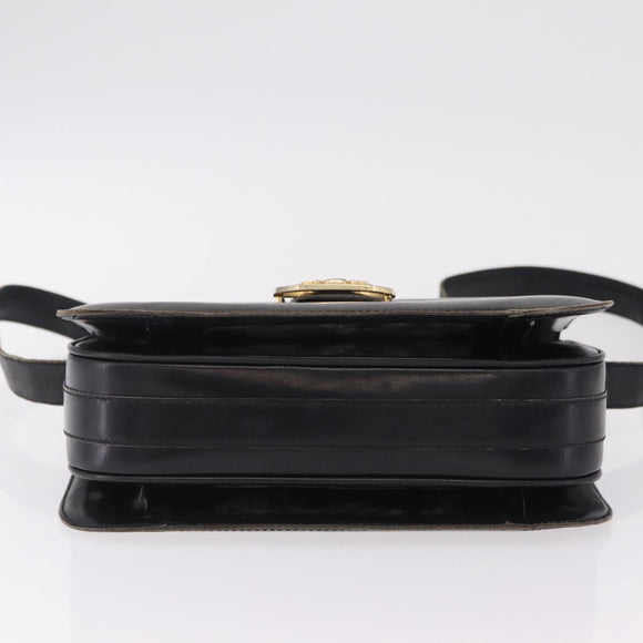 CELINE Shoulder Bag Leather Black Gold Auth ep16413