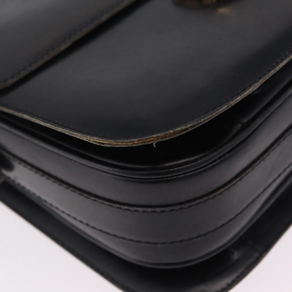 CELINE Shoulder Bag Leather Black Gold Auth ep16413