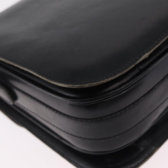 CELINE Shoulder Bag Leather Black Gold Auth ep16413
