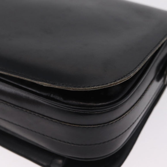 CELINE Shoulder Bag Leather Black Gold Auth ep16413