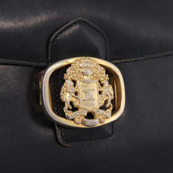 CELINE Shoulder Bag Leather Black Gold Auth ep16413