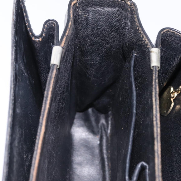 CELINE Shoulder Bag Leather Black Gold Auth ep16413