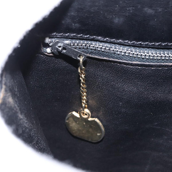 CELINE Shoulder Bag Leather Black Gold Auth ep16413