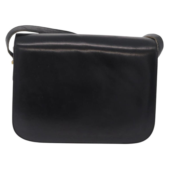 CELINE Shoulder Bag Leather Black Gold Auth ep16413