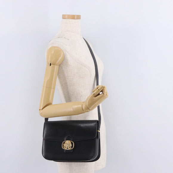 CELINE Shoulder Bag Leather Black Gold Auth ep16413