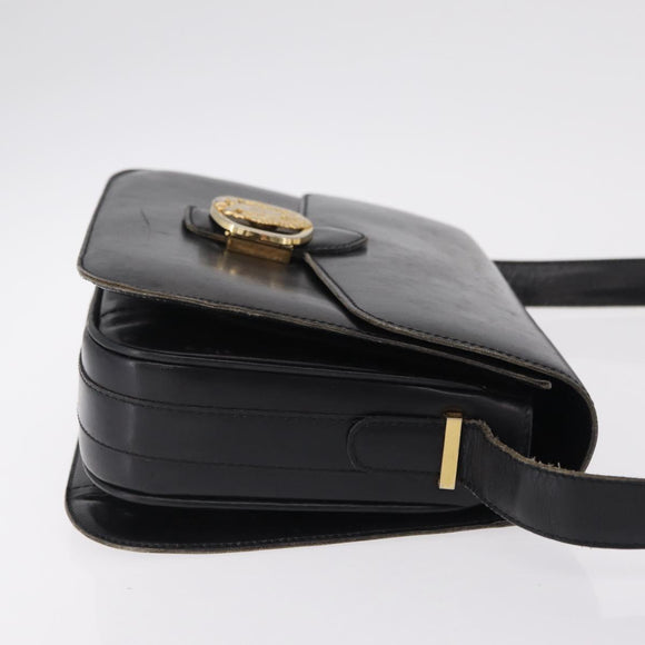 CELINE Shoulder Bag Leather Black Gold Auth ep16413