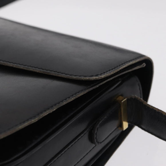 CELINE Shoulder Bag Leather Black Gold Auth ep16413