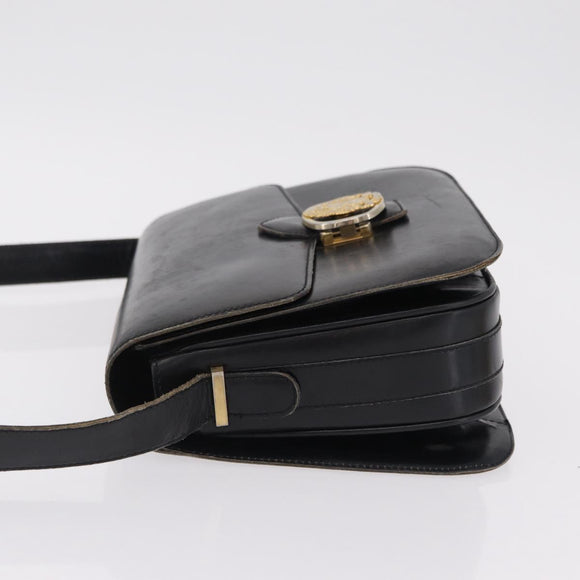 CELINE Shoulder Bag Leather Black Gold Auth ep16413