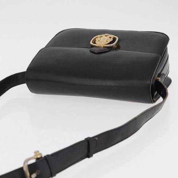 CELINE Shoulder Bag Leather Black Gold Auth ep16413