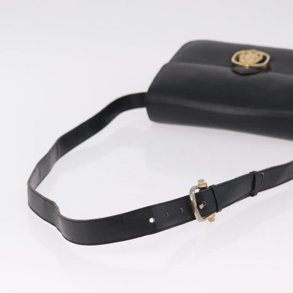 CELINE Shoulder Bag Leather Black Gold Auth ep16413