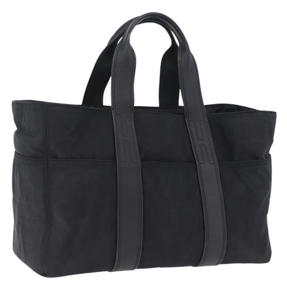 HERMES Akapu Luco Hand Bag Nylon Black Silver Auth ep16416