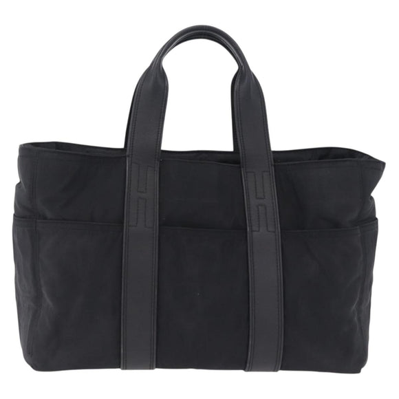 HERMES Akapu Luco Hand Bag Nylon Black Silver Auth ep16416