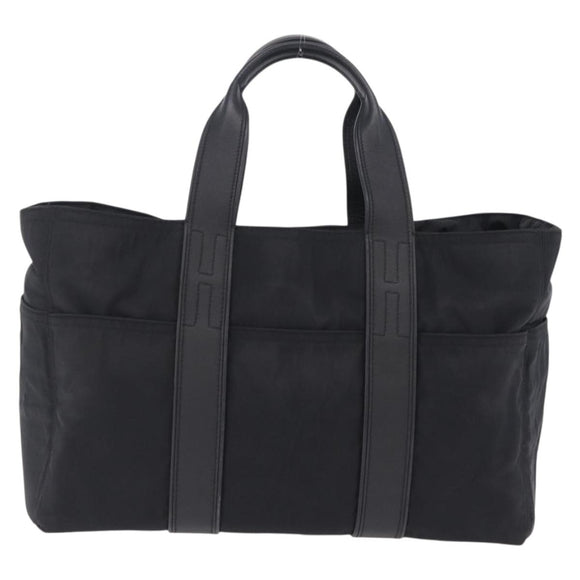 HERMES Akapu Luco Hand Bag Nylon Black Silver Auth ep16416