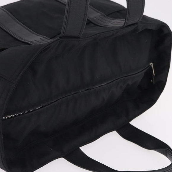 HERMES Akapu Luco Hand Bag Nylon Black Silver Auth ep16416