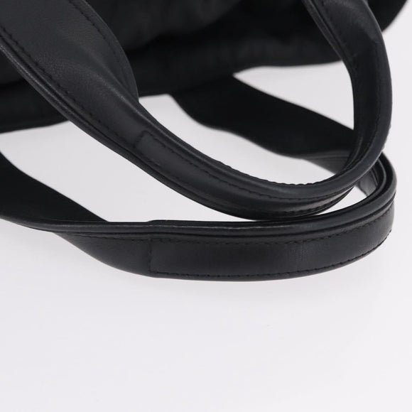HERMES Akapu Luco Hand Bag Nylon Black Silver Auth ep16416