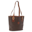 CELINE Macadam Canvas Tote Bag PVC Leather Brown Gold Auth ep16417-1