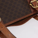 CELINE Macadam Canvas Tote Bag PVC Leather Brown Gold Auth ep16417-10