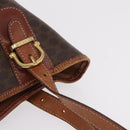 CELINE Macadam Canvas Tote Bag PVC Leather Brown Gold Auth ep16417-11