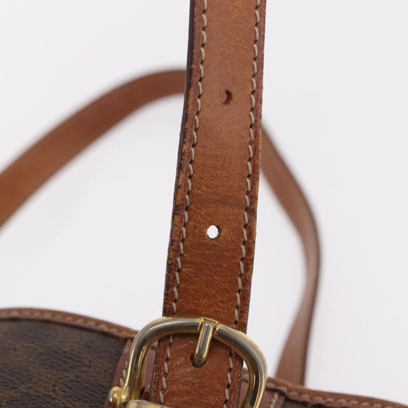 CELINE Macadam Canvas Tote Bag PVC Leather Brown Gold Auth ep16417