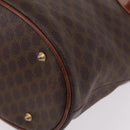 CELINE Macadam Canvas Tote Bag PVC Leather Brown Gold Auth ep16417-17