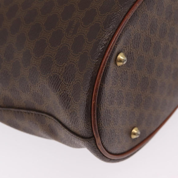 CELINE Macadam Canvas Tote Bag PVC Leather Brown Gold Auth ep16417