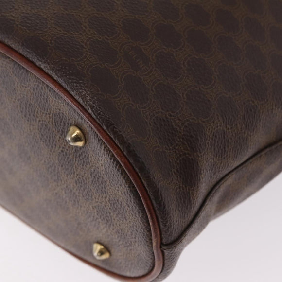 CELINE Macadam Canvas Tote Bag PVC Leather Brown Gold Auth ep16417