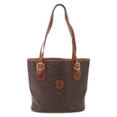 CELINE Macadam Canvas Tote Bag PVC Leather Brown Gold Auth ep16417-2