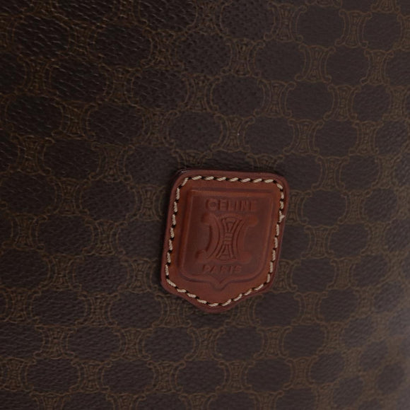 CELINE Macadam Canvas Tote Bag PVC Leather Brown Gold Auth ep16417