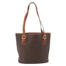 CELINE Macadam Canvas Tote Bag PVC Leather Brown Gold Auth ep16417-3