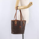 CELINE Macadam Canvas Tote Bag PVC Leather Brown Gold Auth ep16417-33