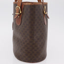 CELINE Macadam Canvas Tote Bag PVC Leather Brown Gold Auth ep16417-4