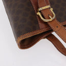 CELINE Macadam Canvas Tote Bag PVC Leather Brown Gold Auth ep16417-9