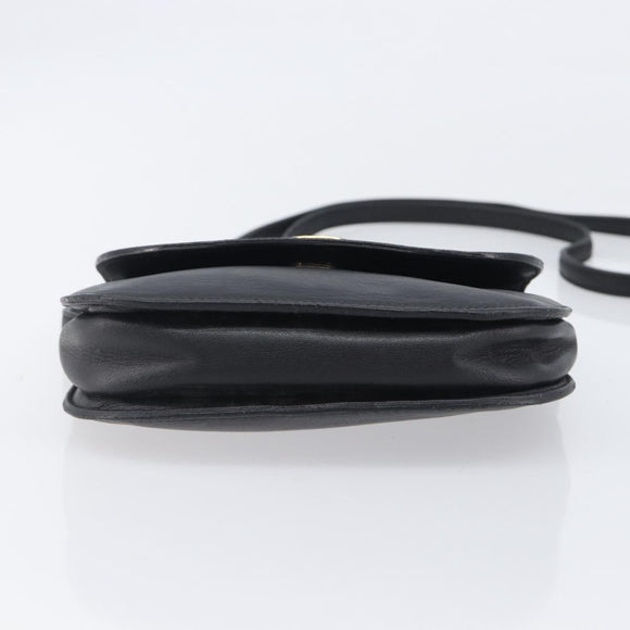 CELINE Sangle bucket Shoulder Bag Leather Black Gold Auth ep16425