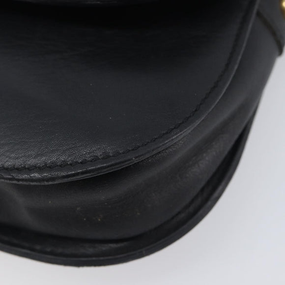 CELINE Sangle bucket Shoulder Bag Leather Black Gold Auth ep16425