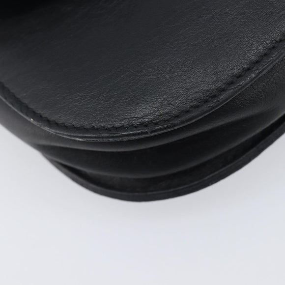CELINE Sangle bucket Shoulder Bag Leather Black Gold Auth ep16425