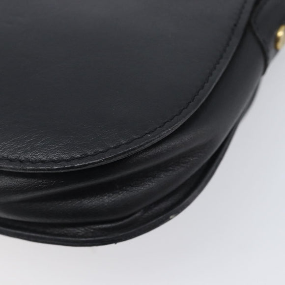 CELINE Sangle bucket Shoulder Bag Leather Black Gold Auth ep16425