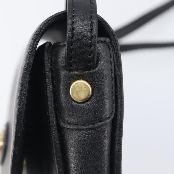 CELINE Sangle bucket Shoulder Bag Leather Black Gold Auth ep16425