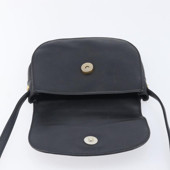 CELINE Sangle bucket Shoulder Bag Leather Black Gold Auth ep16425