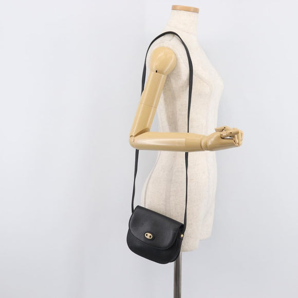 CELINE Sangle bucket Shoulder Bag Leather Black Gold Auth ep16425