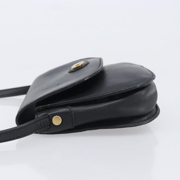 CELINE Sangle bucket Shoulder Bag Leather Black Gold Auth ep16425