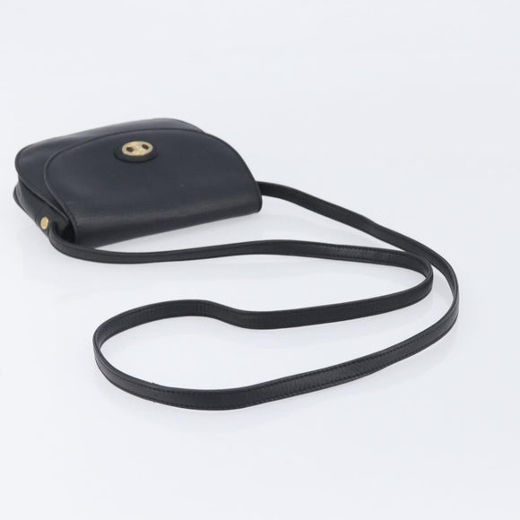 CELINE Sangle bucket Shoulder Bag Leather Black Gold Auth ep16425