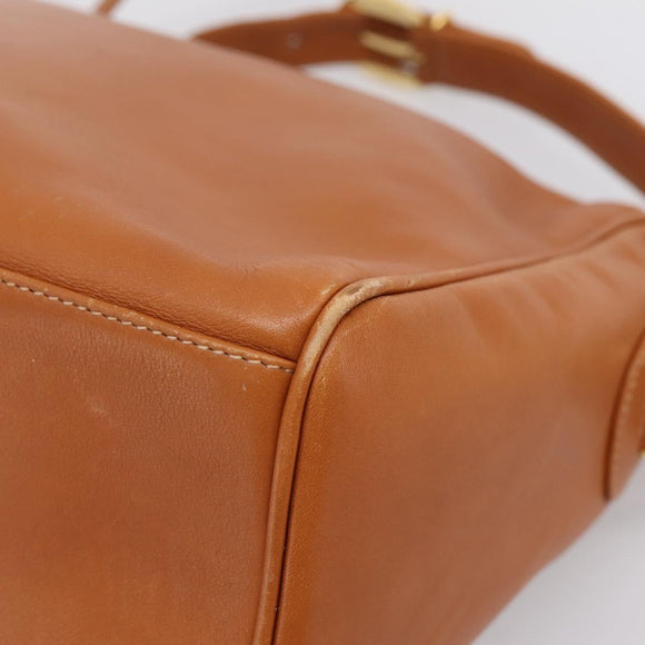 GUCCI Bamboo Shoulder Bag Leather Brown Gold Auth ep16426