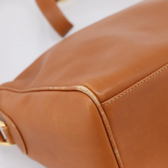 GUCCI Bamboo Shoulder Bag Leather Brown Gold Auth ep16426
