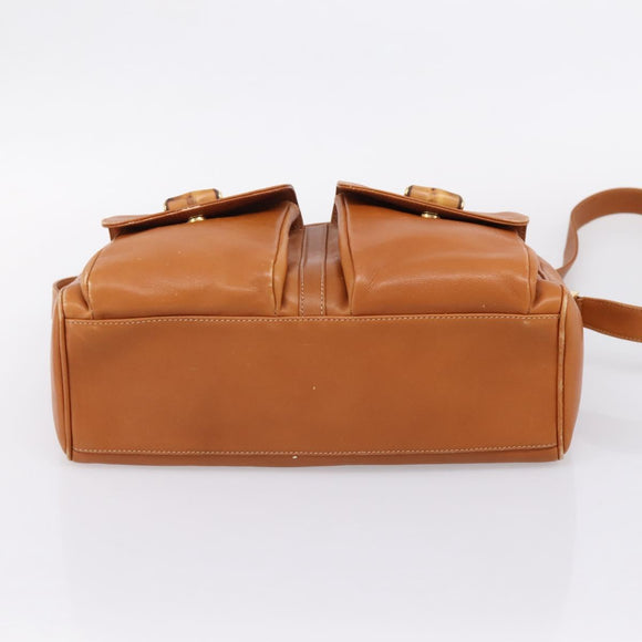 GUCCI Bamboo Shoulder Bag Leather Brown Gold Auth ep16426