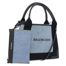 Balenciaga Navy Cabas XS Bag PVC Canvas Leather 2way Blue 390346 Auth ep16429-1