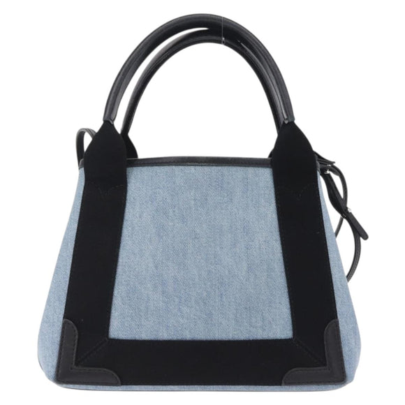 Balenciaga Navy Cabas XS Bag PVC Canvas Leather 2way Blue 390346 Auth ep16429