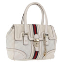 GUCCI GG Supreme Sherry Line Hand Bag PVC White Gold Auth ep16430A-1