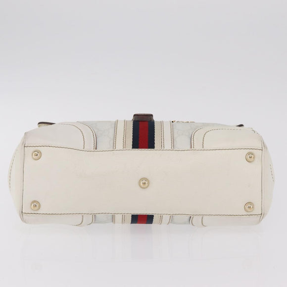 GUCCI GG Supreme Sherry Line Hand Bag PVC White Gold Auth ep16430A